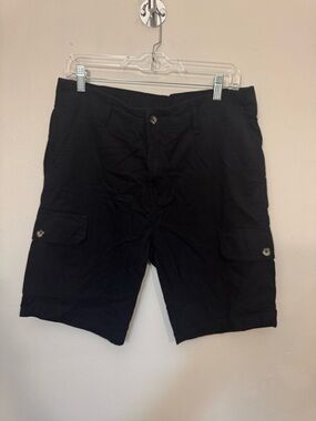 Classic Black Men's Cargo Shorts with Button-Flap Pockets